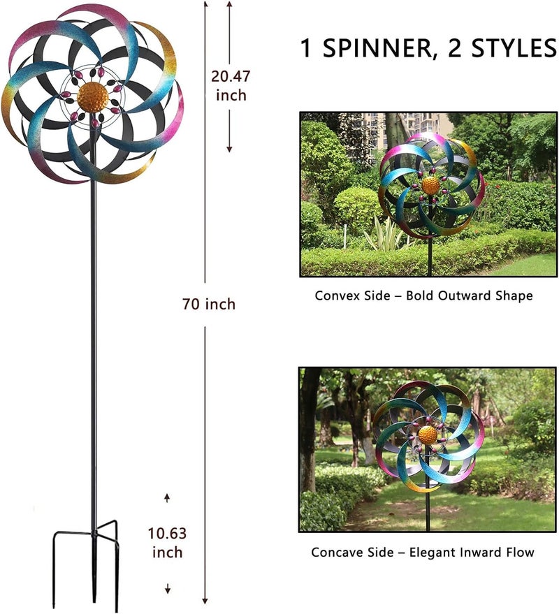 LERFUGI Wind Spinners Outdoor for Yard and Garden Large Colorful Metal Wind Sculptures Kinetic Windmills Decoration 70x20 Inches - Image 2